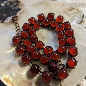 Genuine Carnelian in Classic Tennis Necklace in Copper Or Gold Plated